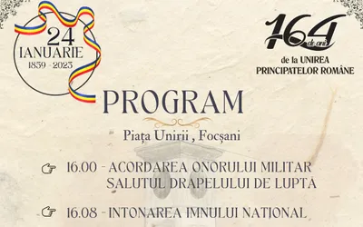 Programul manifestărilor dedicate celebrării a 164 de ani de  la Unirea Principatelor Române