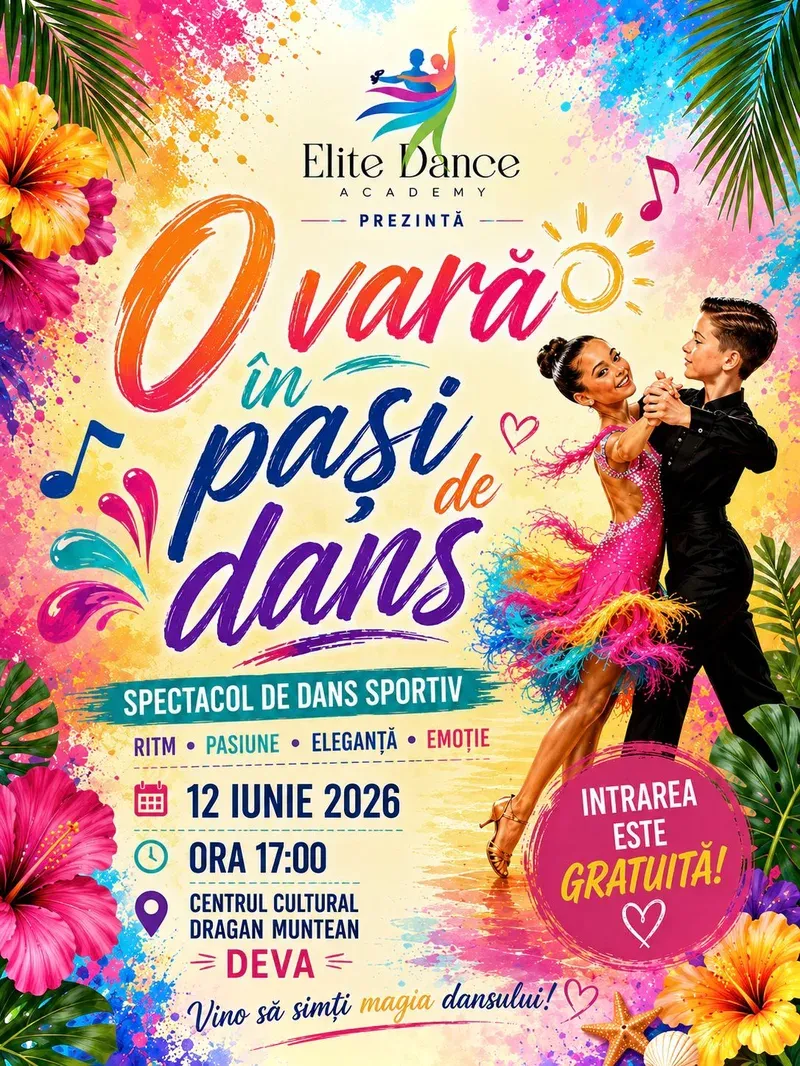 Spectacol de dans sportiv „O vară în pași de dans” la Centrul Cultural „Drăgan Muntean” din Deva