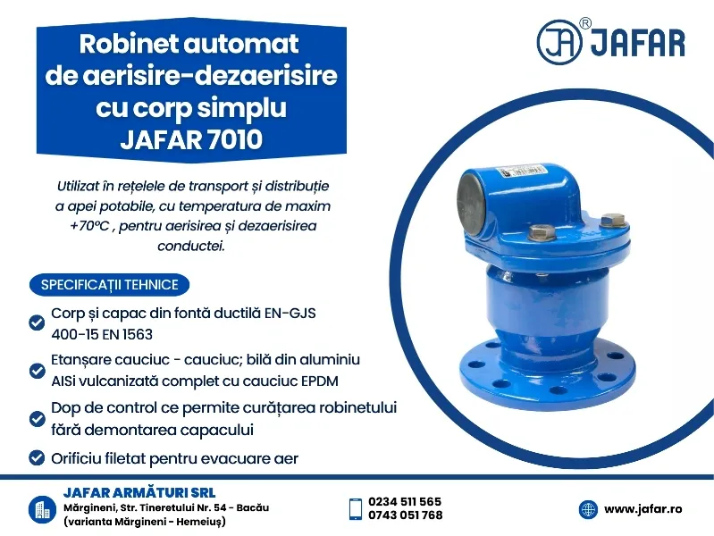 Robinetul automat de aerisire-dezaerisire cu corp simplu JAFAR 7010