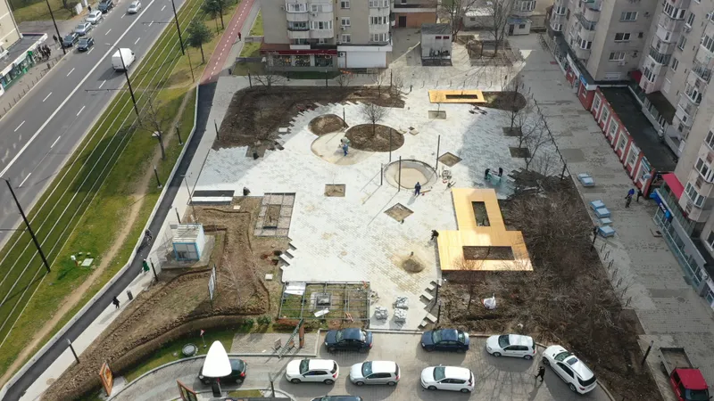 Lucrările la Piațeta Nufărul au ajuns la stadiul de 80%