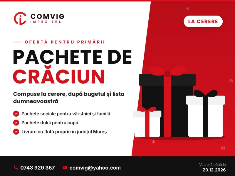 Pachete de Crăciun pentru primării – compuse la cerere, după bugetul dumneavoastră