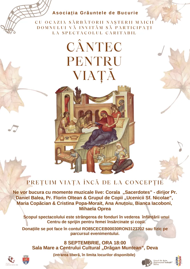 Spectacol caritabil „Cântec pentru viață” – O seară ne neuitat pentru o  cauză nobilă