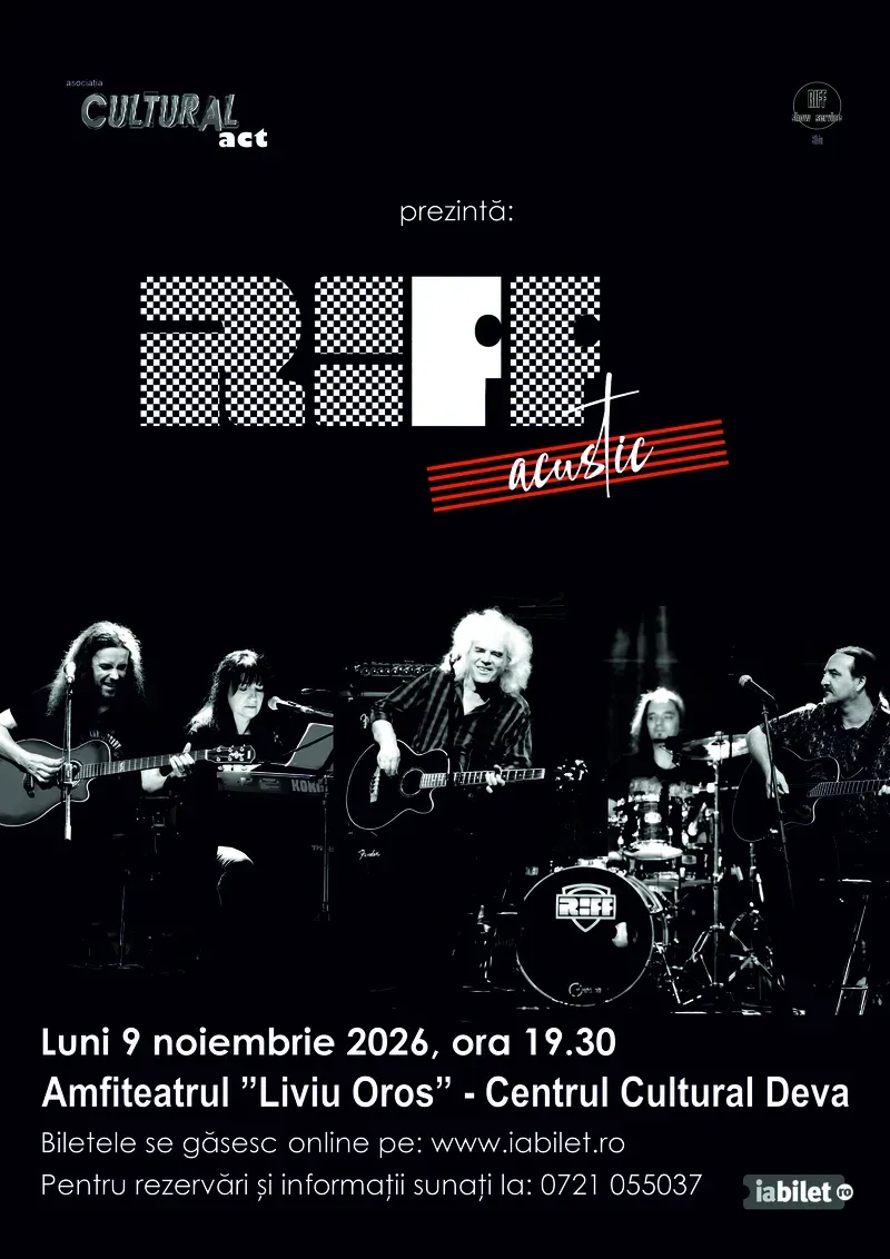 RIFF Acustic — concert la Centrul Cultural „Drăgan Muntean” Deva, 9 noiembrie 2026, ora 19:30