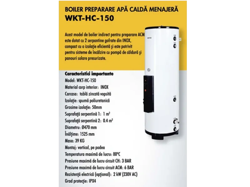 BOILER 2 SERPENTINE 150L + MASCA BOILER +2 ANI GARANTIE