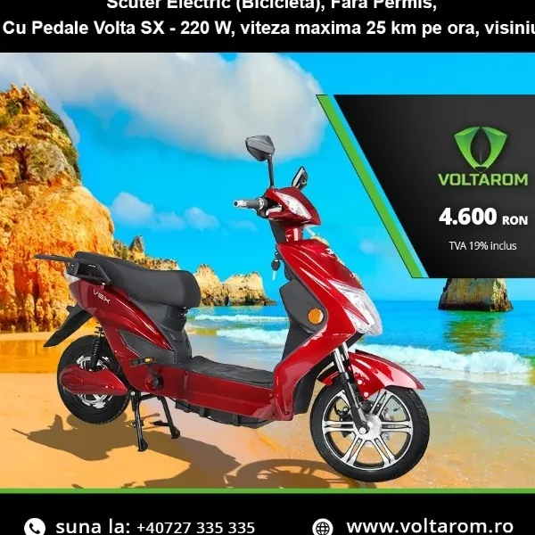 Scuter Electric (Bicicleta), Fara Permis, Cu Pedale Volta SX - 220 W, viteza max. 25 km/h
