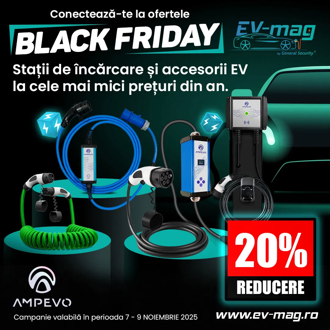 Black Friday la EV-Mag.ro – Reduceri de 20% la toate stațiile și accesoriile de încărcare EV!