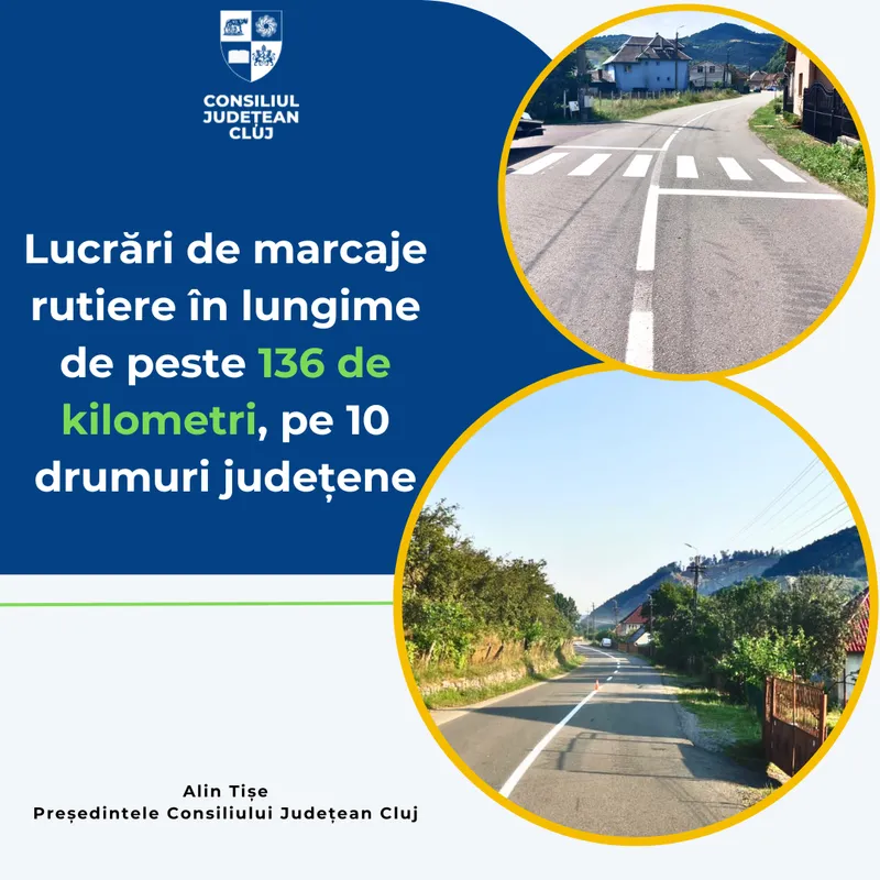 136 de kilometri de marcaje rutiere, pe 10 drumuri județene