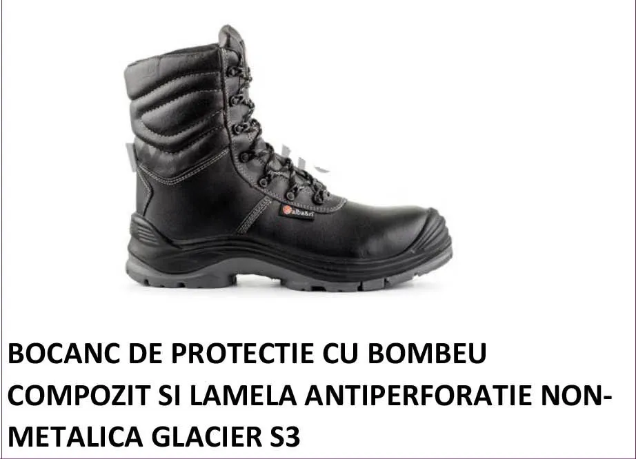 Bocanci de protecție cu bombeu compozit și lamelă antiperforație non-metalică S3