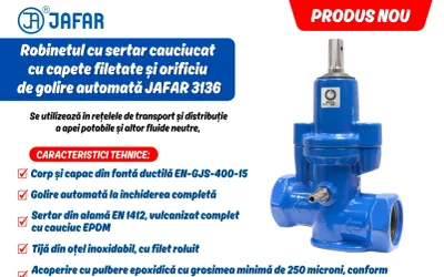 Robinetul cu sertar cauciucat, cu capete filetate și orificiu de golire automată JAFAR 3136