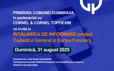 Anunț important: în atenția cetățenilor Comunei Dumbrava, județul Mehedinți